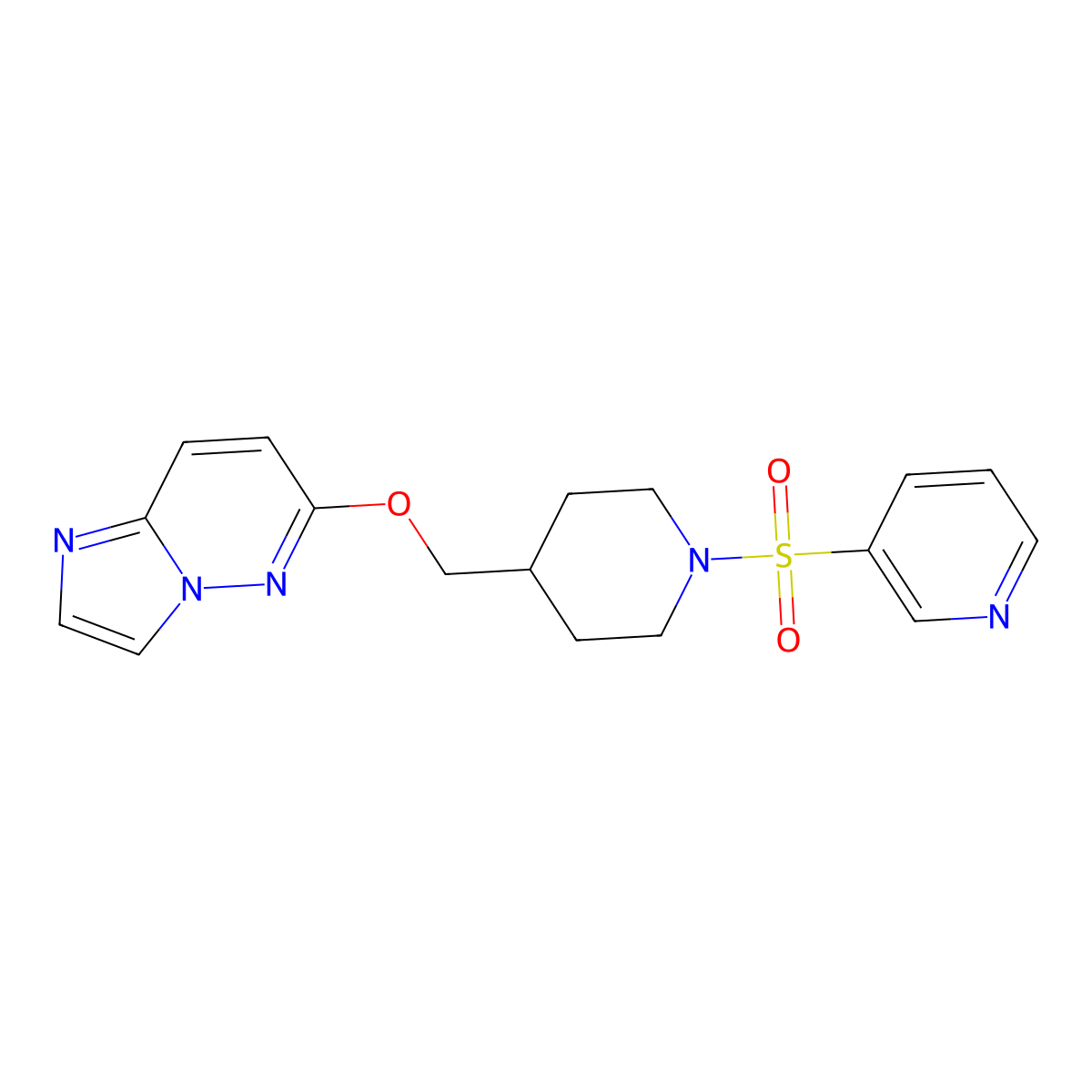 3-{[4-({Imidazo[1,2-b]pyridazin-6-yloxy}methyl)piperidin-1-yl]sulfonyl}pyridine molecular structure, CAS 2548981-41-3