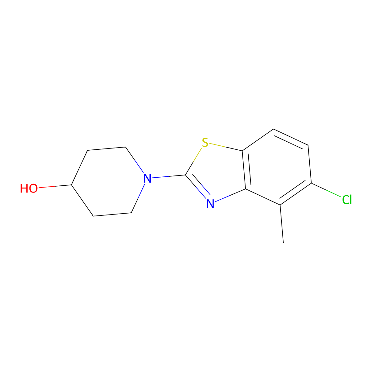 1-(5-Chloro-4-methyl-1,3-benzothiazol-2-yl)piperidin-4-ol molecular structure, CAS 2548981-42-4