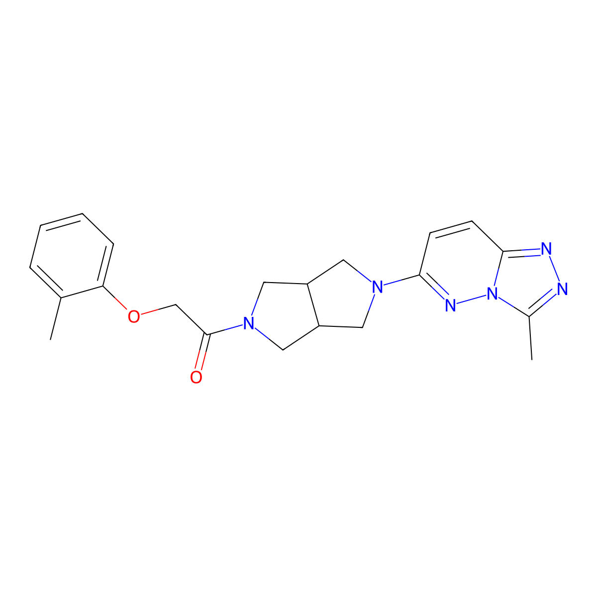 1-(5-{3-Methyl-[1,2,4]triazolo[4,3-b]pyridazin-6-yl}-octahydropyrrolo[3,4-c]pyrrol-2-yl)-2-(2-methylphenoxy)ethan-1-one molecular structure, CAS 2548981-43-5