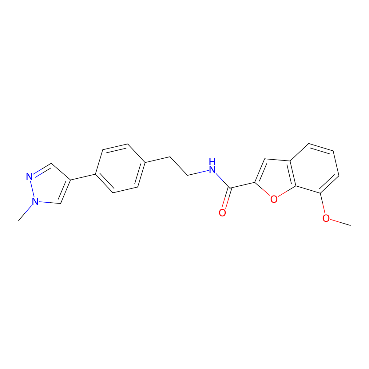 7-methoxy-N-{2-[4-(1-methyl-1H-pyrazol-4-yl)phenyl]ethyl}-1-benzofuran-2-carboxamide molecular structure, CAS 2548981-44-6