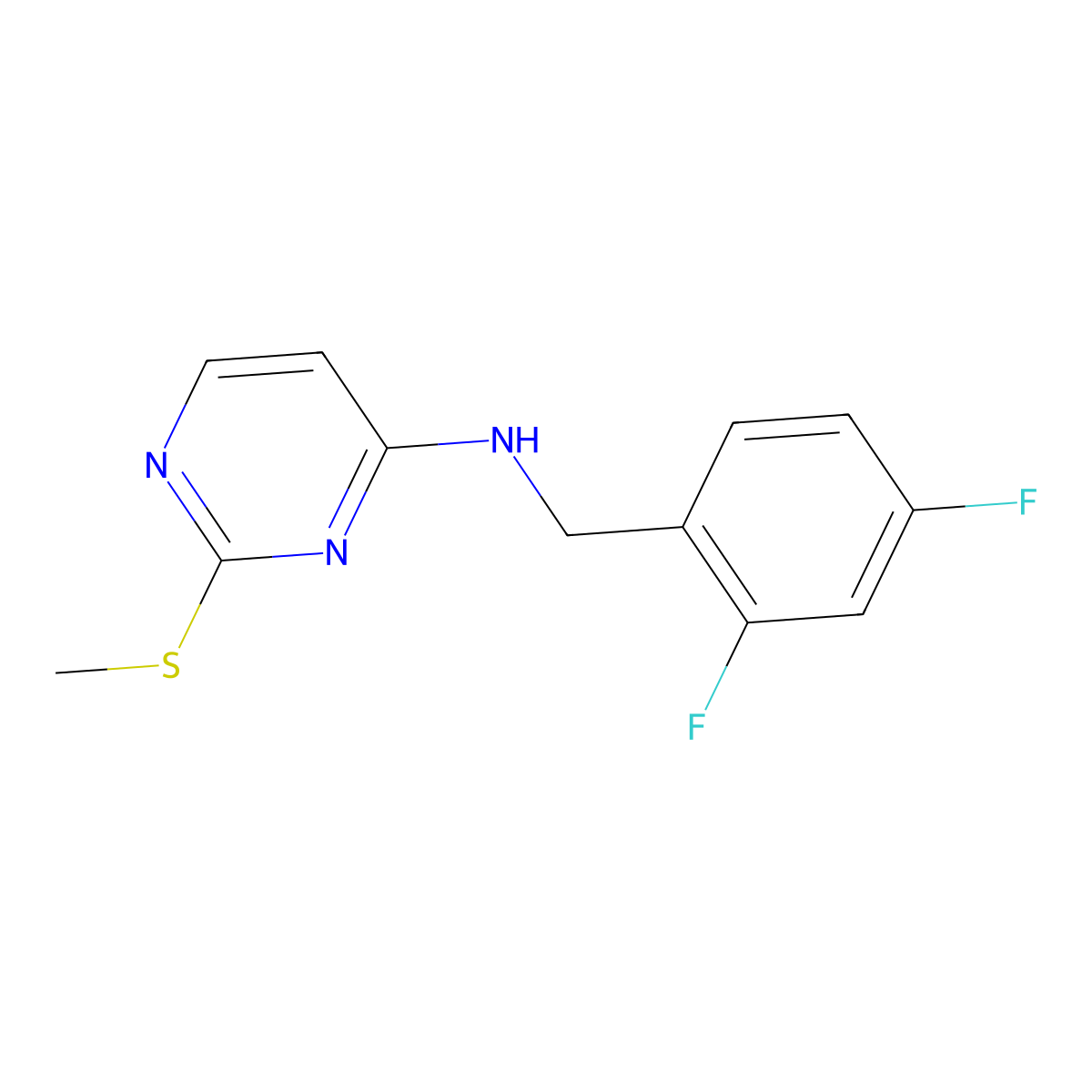 N-[(2,4-difluorophenyl)methyl]-2-(methylsulfanyl)pyrimidin-4-amine molecular structure, CAS 2548981-45-7