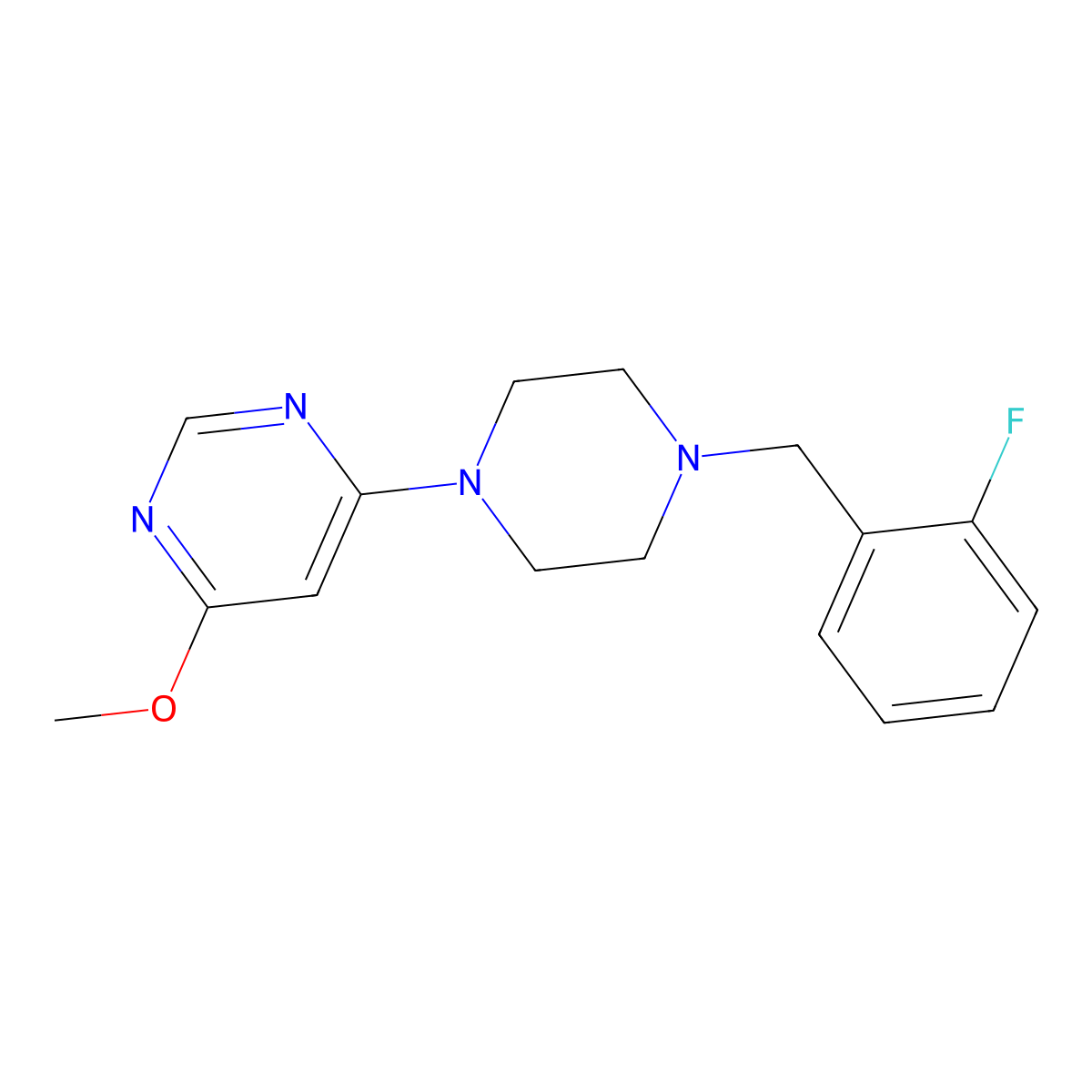 4-{4-[(2-Fluorophenyl)methyl]piperazin-1-yl}-6-methoxypyrimidine molecular structure, CAS 2548981-46-8