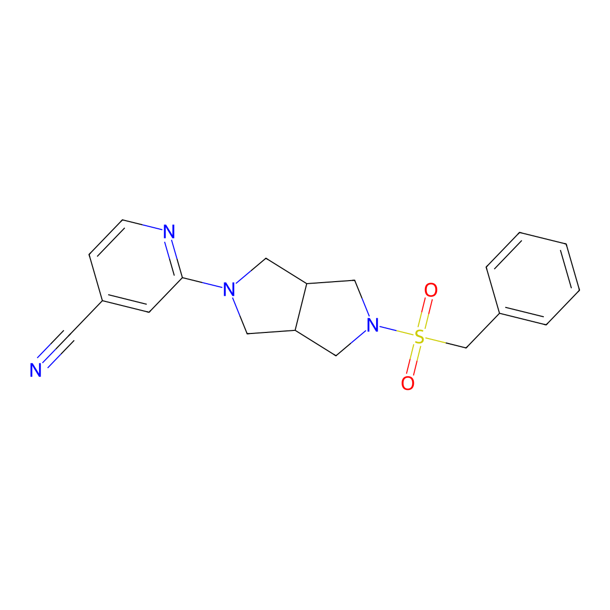 2-{5-Phenylmethanesulfonyl-octahydropyrrolo[3,4-c]pyrrol-2-yl}pyridine-4-carbonitrile molecular structure, CAS 2548981-47-9
