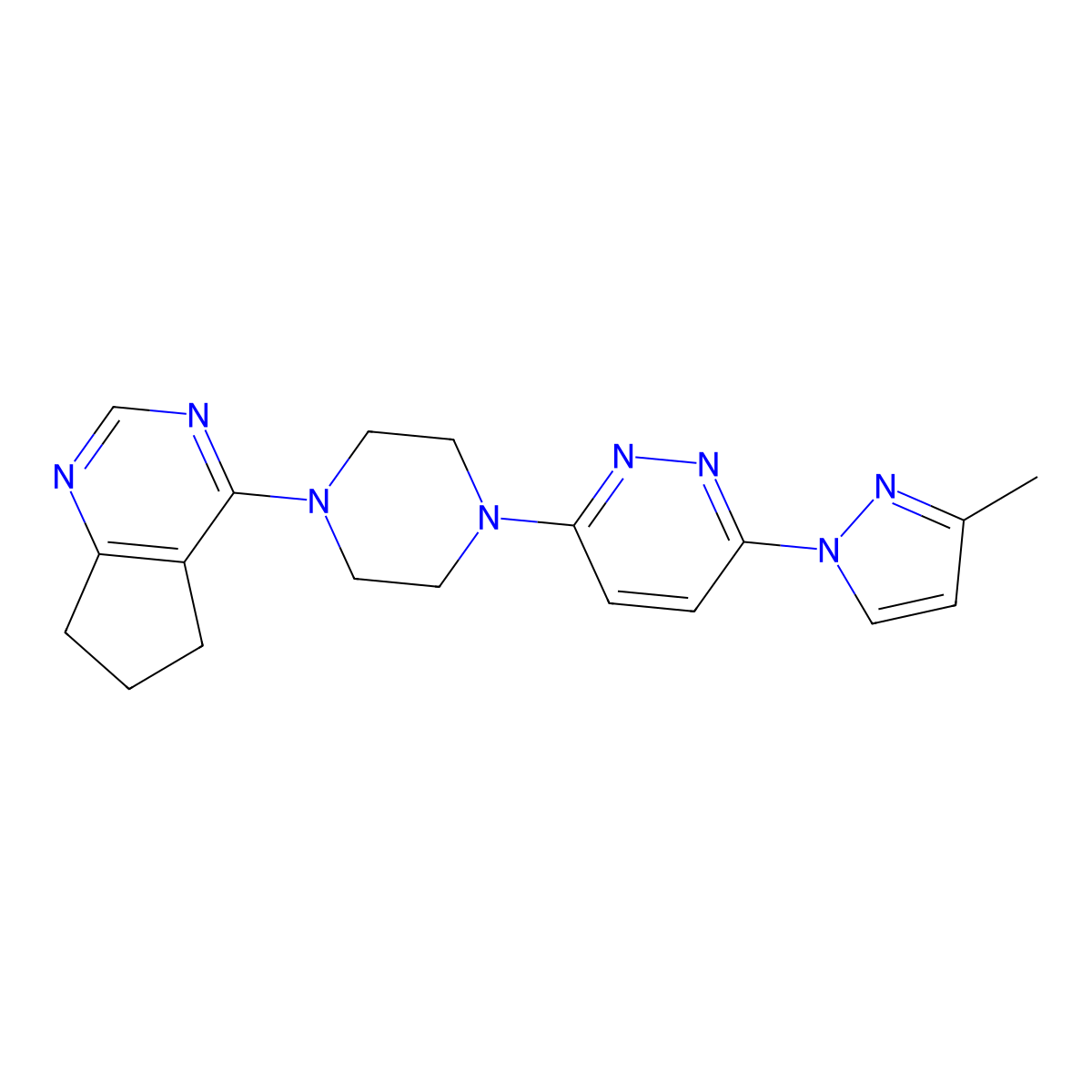 3-(4-{5H,6H,7H-cyclopenta[d]pyrimidin-4-yl}piperazin-1-yl)-6-(3-methyl-1H-pyrazol-1-yl)pyridazine molecular structure, CAS 2548981-51-5