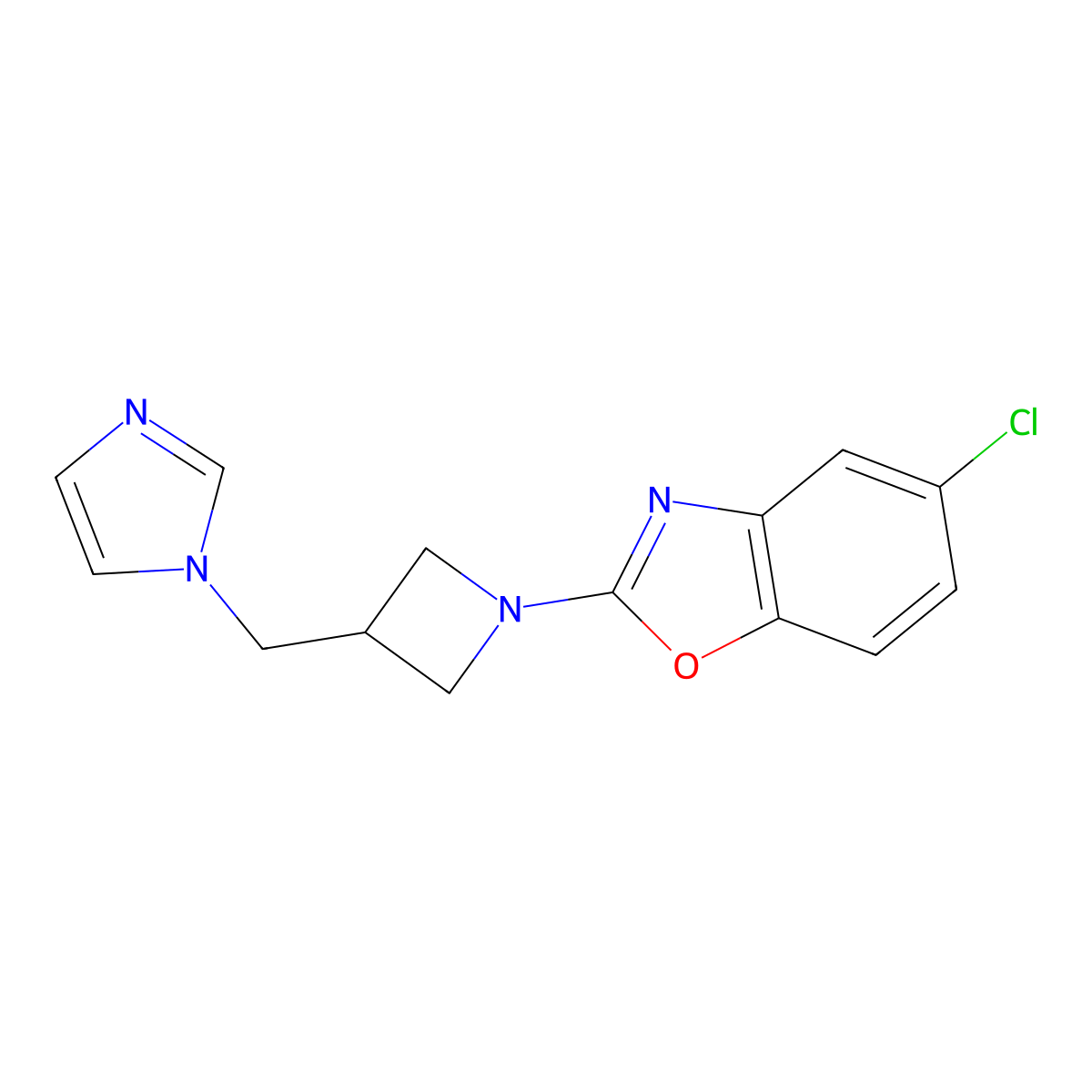 5-chloro-2-{3-[(1H-imidazol-1-yl)methyl]azetidin-1-yl}-1,3-benzoxazole molecular structure, CAS 2548981-53-7