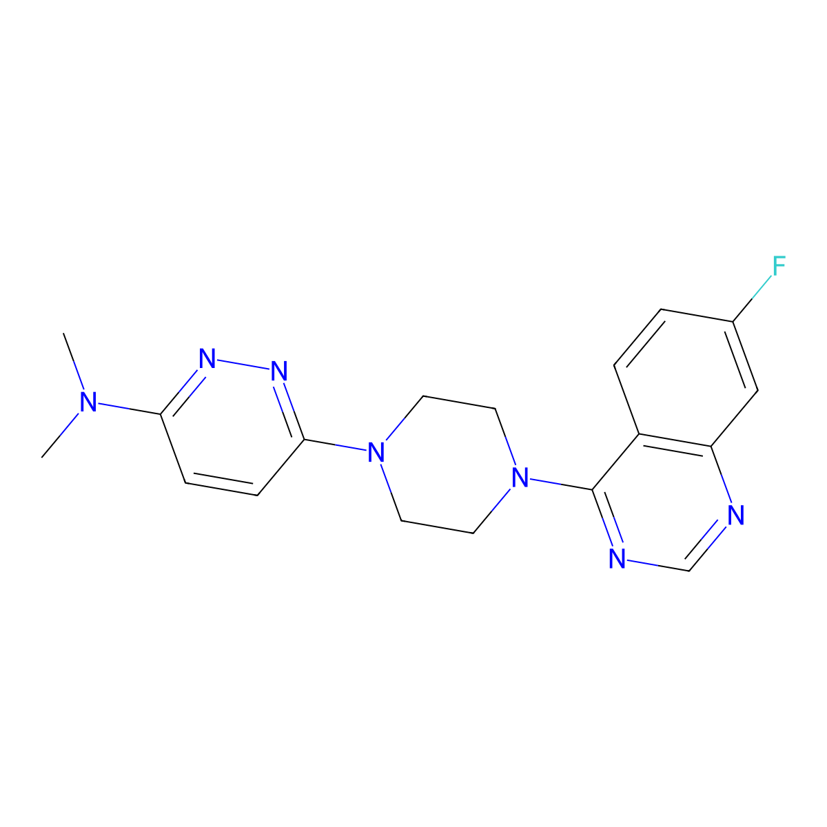 6-[4-(7-fluoroquinazolin-4-yl)piperazin-1-yl]-N,N-dimethylpyridazin-3-amine molecular structure, CAS 2548981-57-1