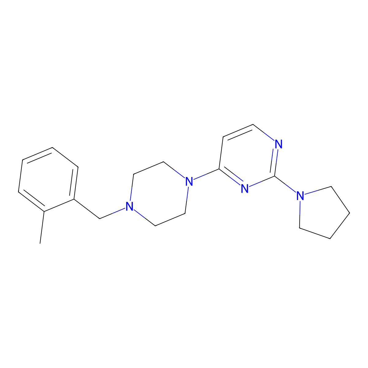 4-{4-[(2-Methylphenyl)methyl]piperazin-1-yl}-2-(pyrrolidin-1-yl)pyrimidine molecular structure, CAS 2548981-60-6