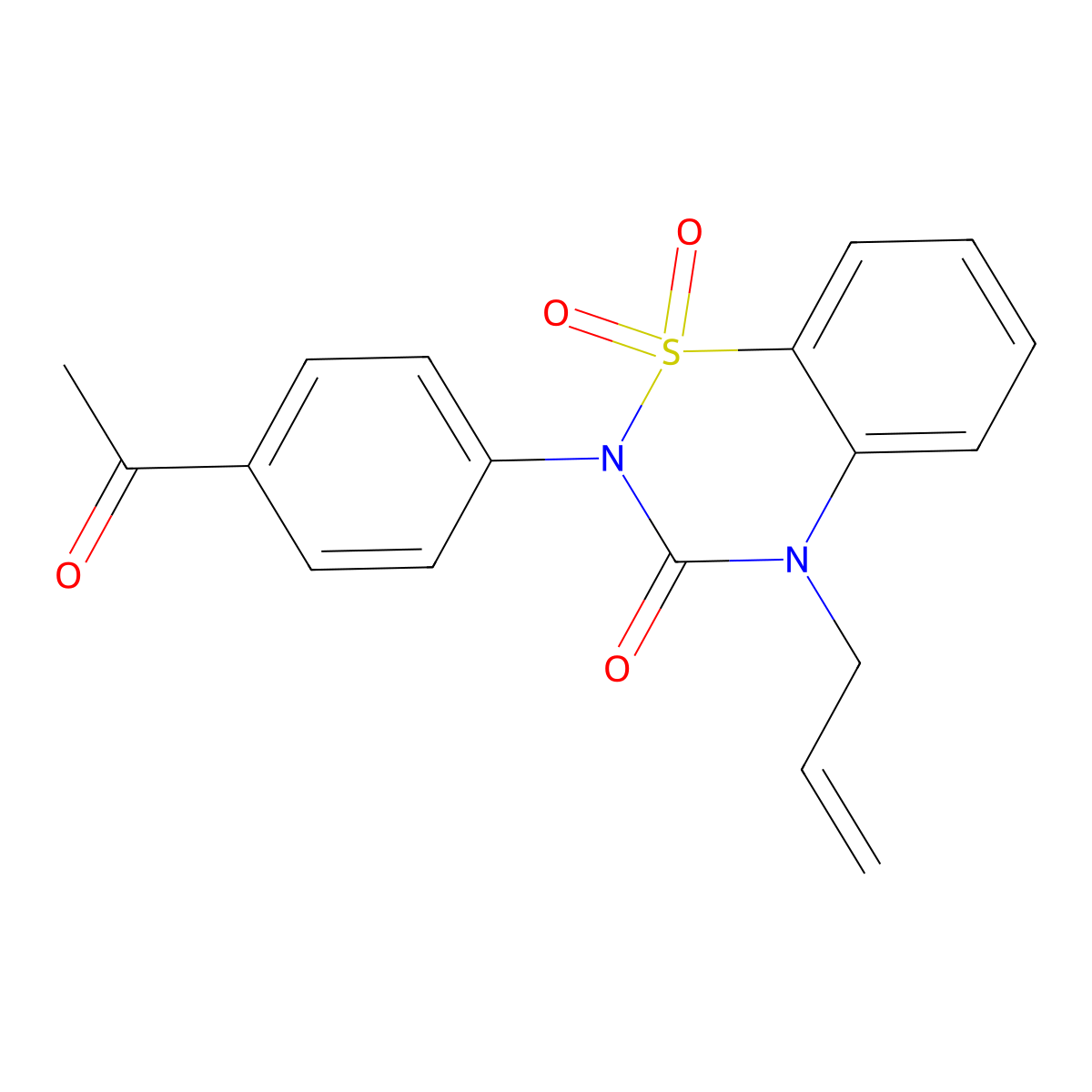 2-(4-acetylphenyl)-4-(prop-2-en-1-yl)-3,4-dihydro-2H-1lambda6,2,4-benzothiadiazine-1,1,3-trione molecular structure, CAS 2548981-62-8
