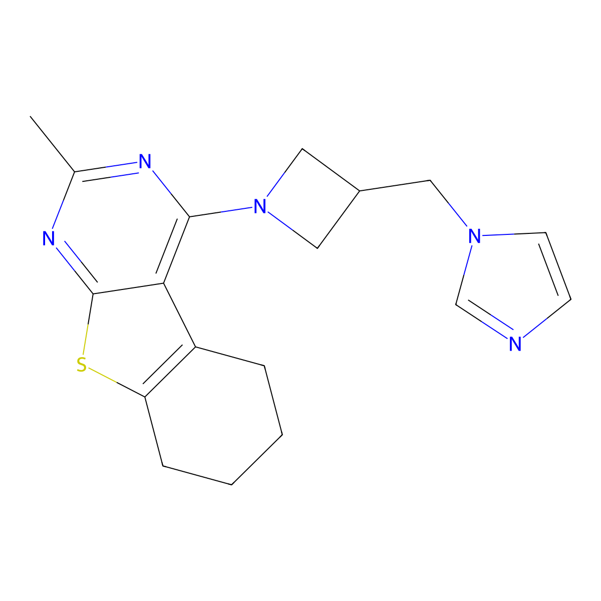 3-{3-[(1H-imidazol-1-yl)methyl]azetidin-1-yl}-5-methyl-8-thia-4,6-diazatricyclo[7.4.0.0^{2,7}]trideca-1(9),2,4,6-tetraene molecular structure, CAS 2548981-63-9