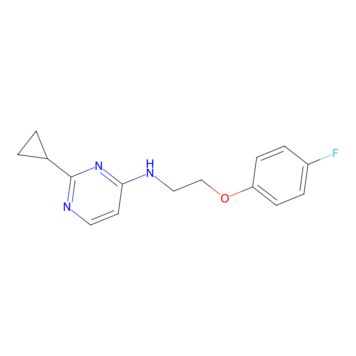 2-cyclopropyl-N-[2-(4-fluorophenoxy)ethyl]pyrimidin-4-amine molecular structure, CAS 2548981-64-0
