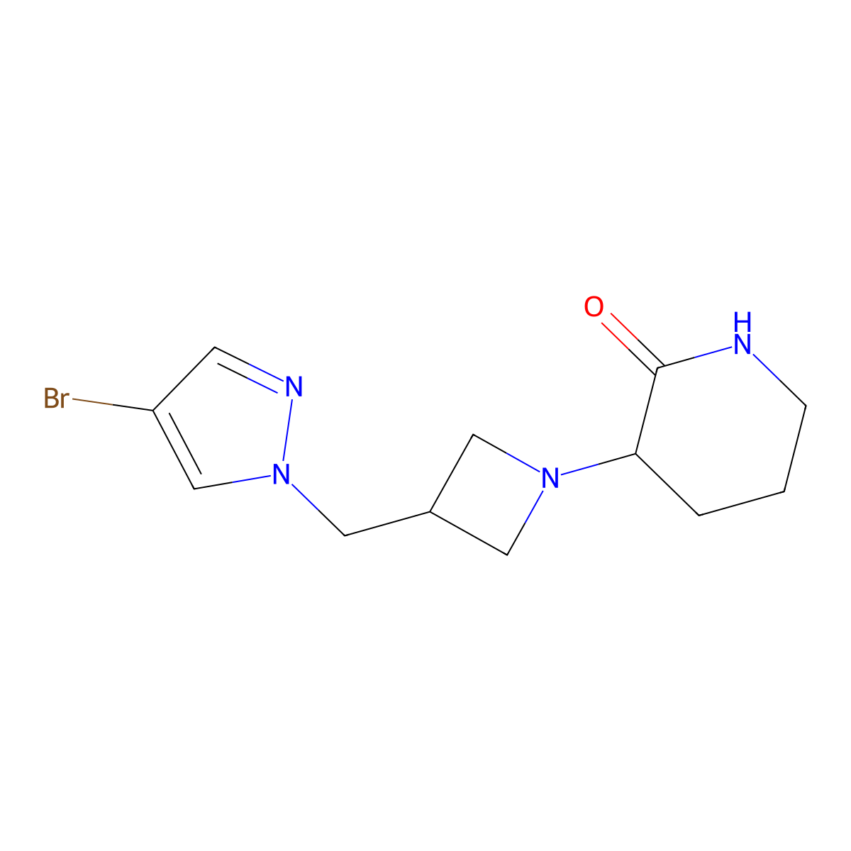 3-{3-[(4-bromo-1H-pyrazol-1-yl)methyl]azetidin-1-yl}piperidin-2-one molecular structure, CAS 2548981-67-3
