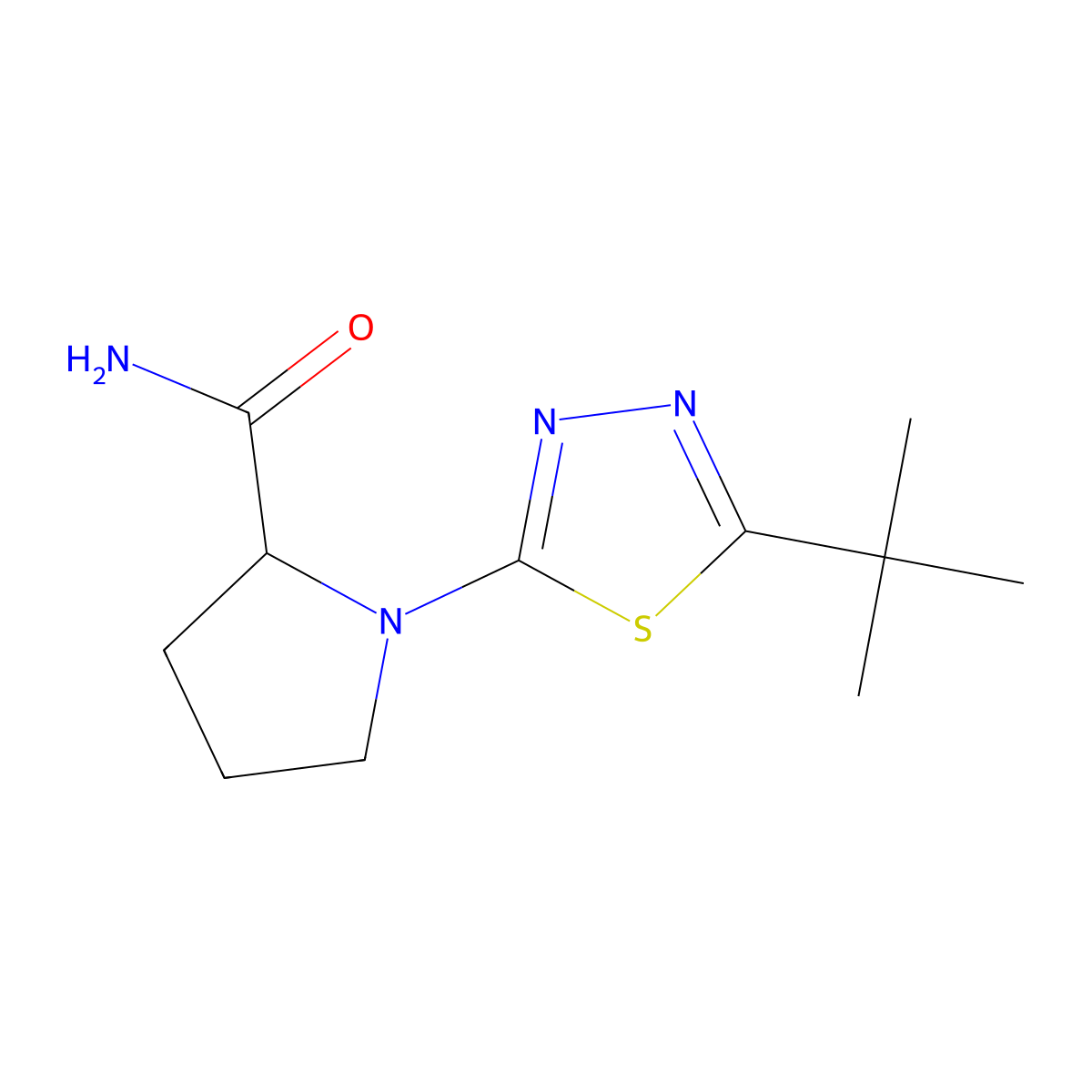 1-(5-Tert-butyl-1,3,4-thiadiazol-2-yl)pyrrolidine-2-carboxamide molecular structure, CAS 2548981-75-3