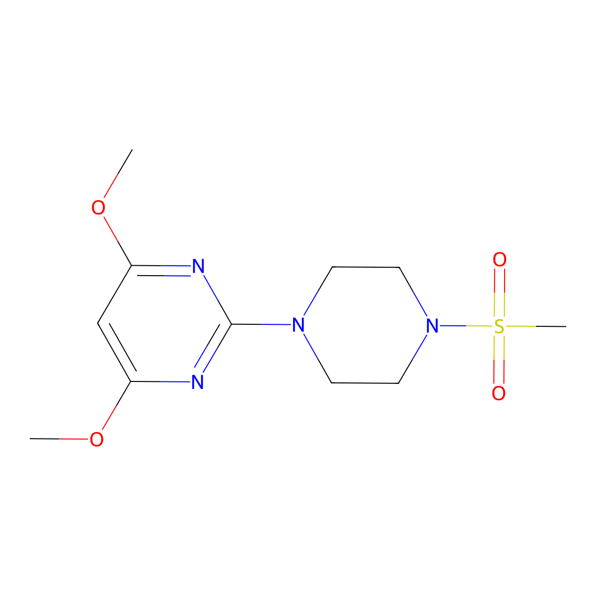 2-(4-Methanesulfonylpiperazin-1-yl)-4,6-dimethoxypyrimidine molecular structure, CAS 2548981-76-4