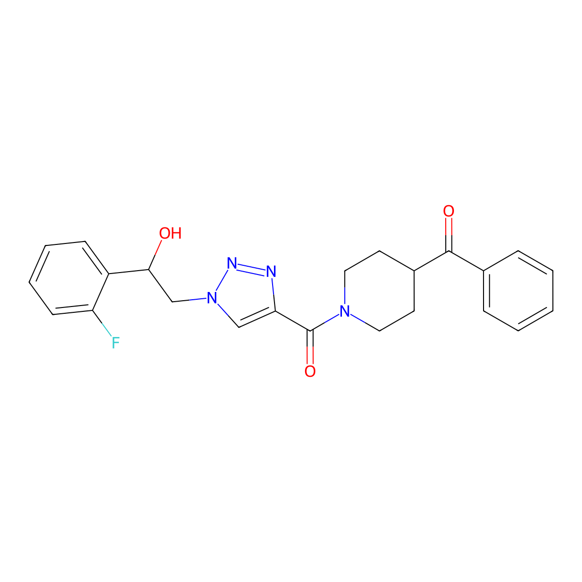 2-[4-(4-benzoylpiperidine-1-carbonyl)-1H-1,2,3-triazol-1-yl]-1-(2-fluorophenyl)ethan-1-ol molecular structure, CAS 2548981-77-5