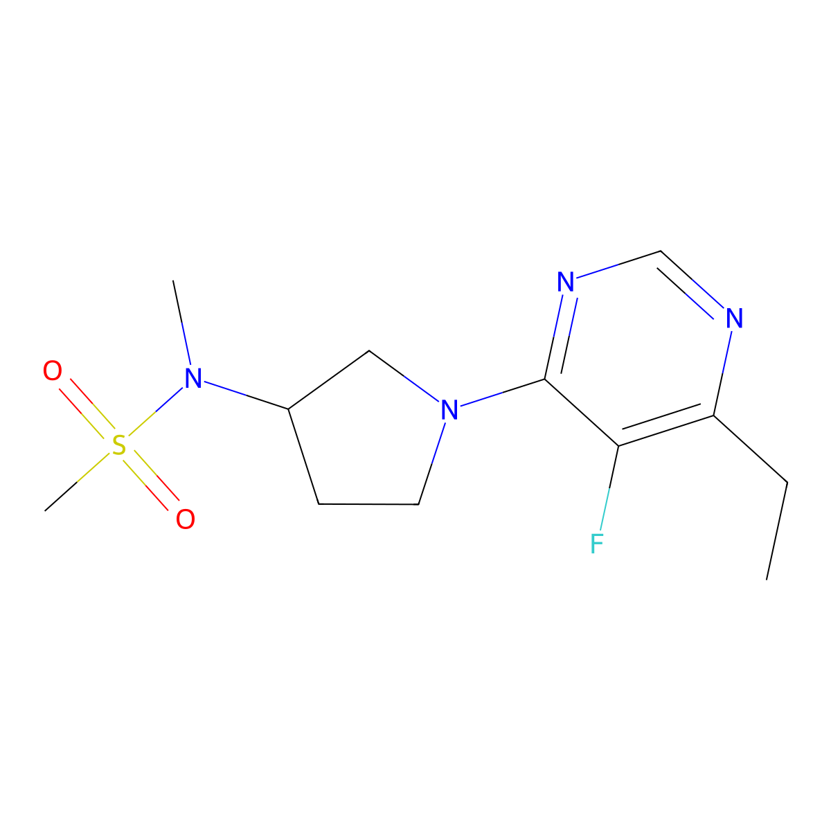 N-[1-(6-ethyl-5-fluoropyrimidin-4-yl)pyrrolidin-3-yl]-N-methylmethanesulfonamide molecular structure, CAS 2548981-83-3