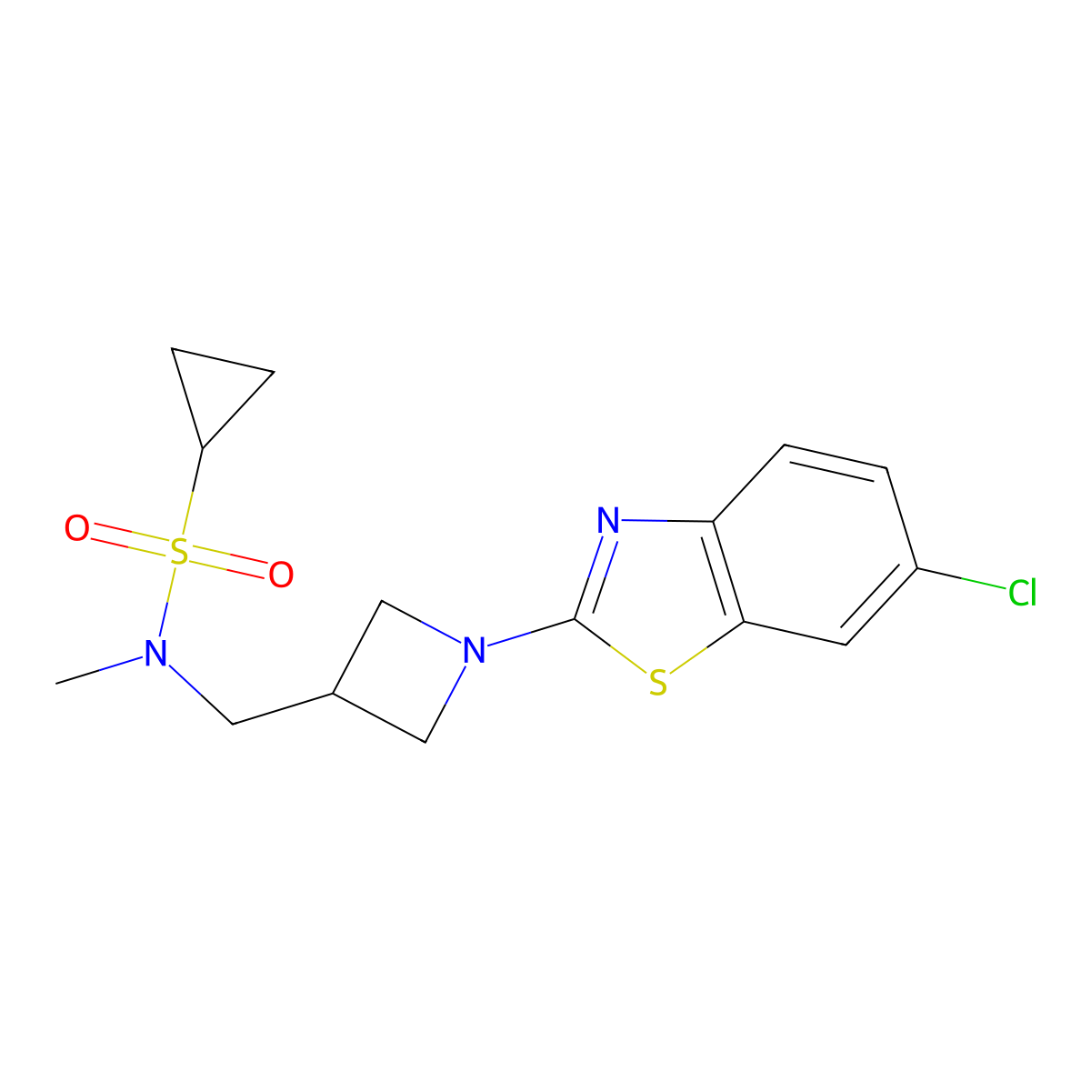 N-{[1-(6-chloro-1,3-benzothiazol-2-yl)azetidin-3-yl]methyl}-N-methylcyclopropanesulfonamide molecular structure, CAS 2548981-87-7