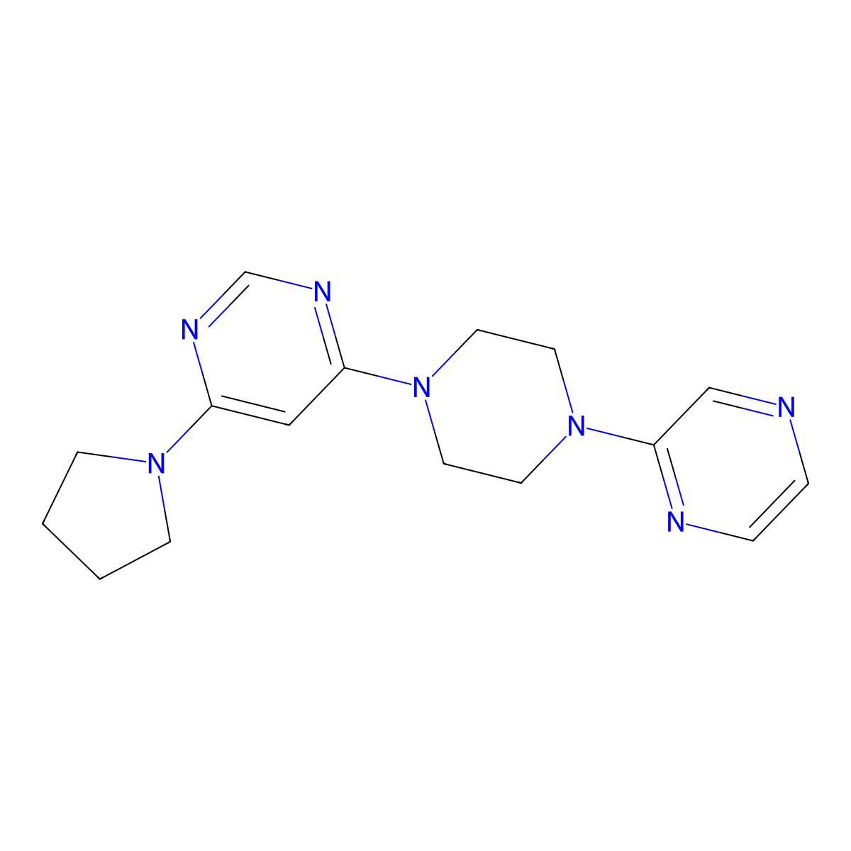 4-[4-(Pyrazin-2-yl)piperazin-1-yl]-6-(pyrrolidin-1-yl)pyrimidine molecular structure, CAS 2548981-91-3