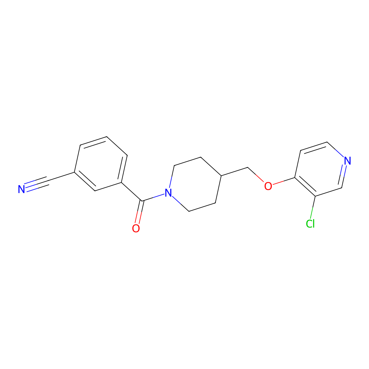 3-(4-{[(3-Chloropyridin-4-yl)oxy]methyl}piperidine-1-carbonyl)benzonitrile molecular structure, CAS 2548981-93-5