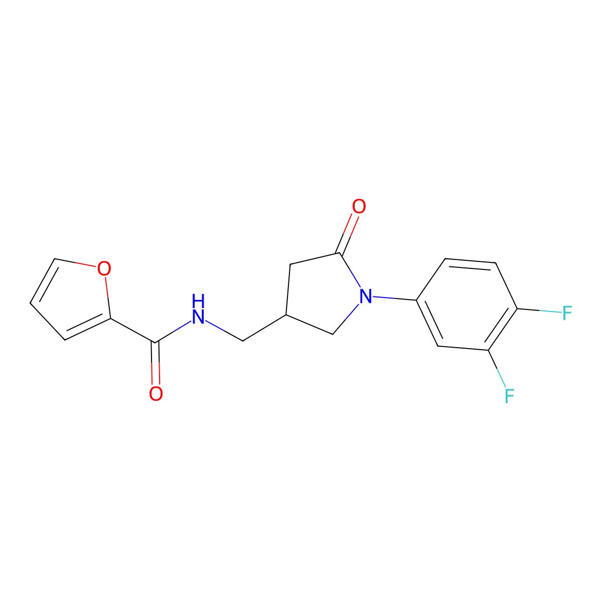 N-{[1-(3,4-difluorophenyl)-5-oxopyrrolidin-3-yl]methyl}furan-2-carboxamide molecular structure, CAS 2548981-94-6