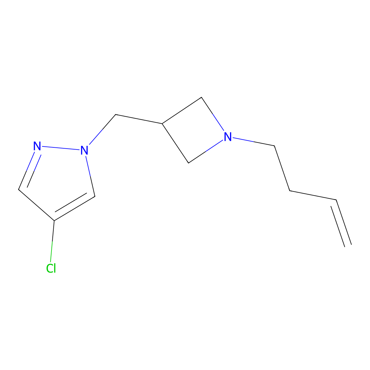 1-{[1-(but-3-en-1-yl)azetidin-3-yl]methyl}-4-chloro-1H-pyrazole molecular structure, CAS 2548981-95-7