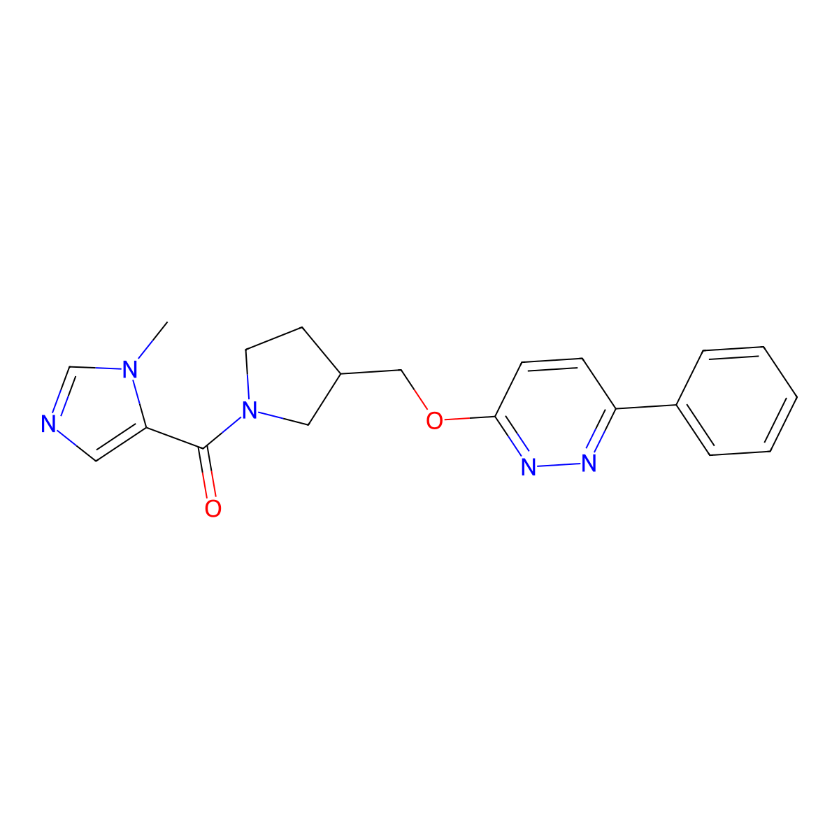 3-{[1-(1-methyl-1H-imidazole-5-carbonyl)pyrrolidin-3-yl]methoxy}-6-phenylpyridazine molecular structure, CAS 2548981-97-9