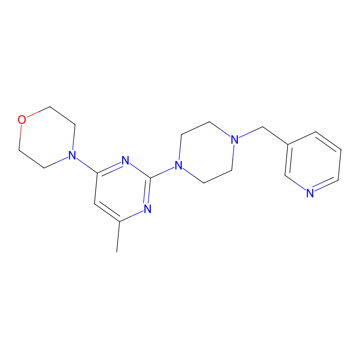 4-(6-Methyl-2-{4-[(pyridin-3-yl)methyl]piperazin-1-yl}pyrimidin-4-yl)morpholine molecular structure, CAS 2548981-98-0