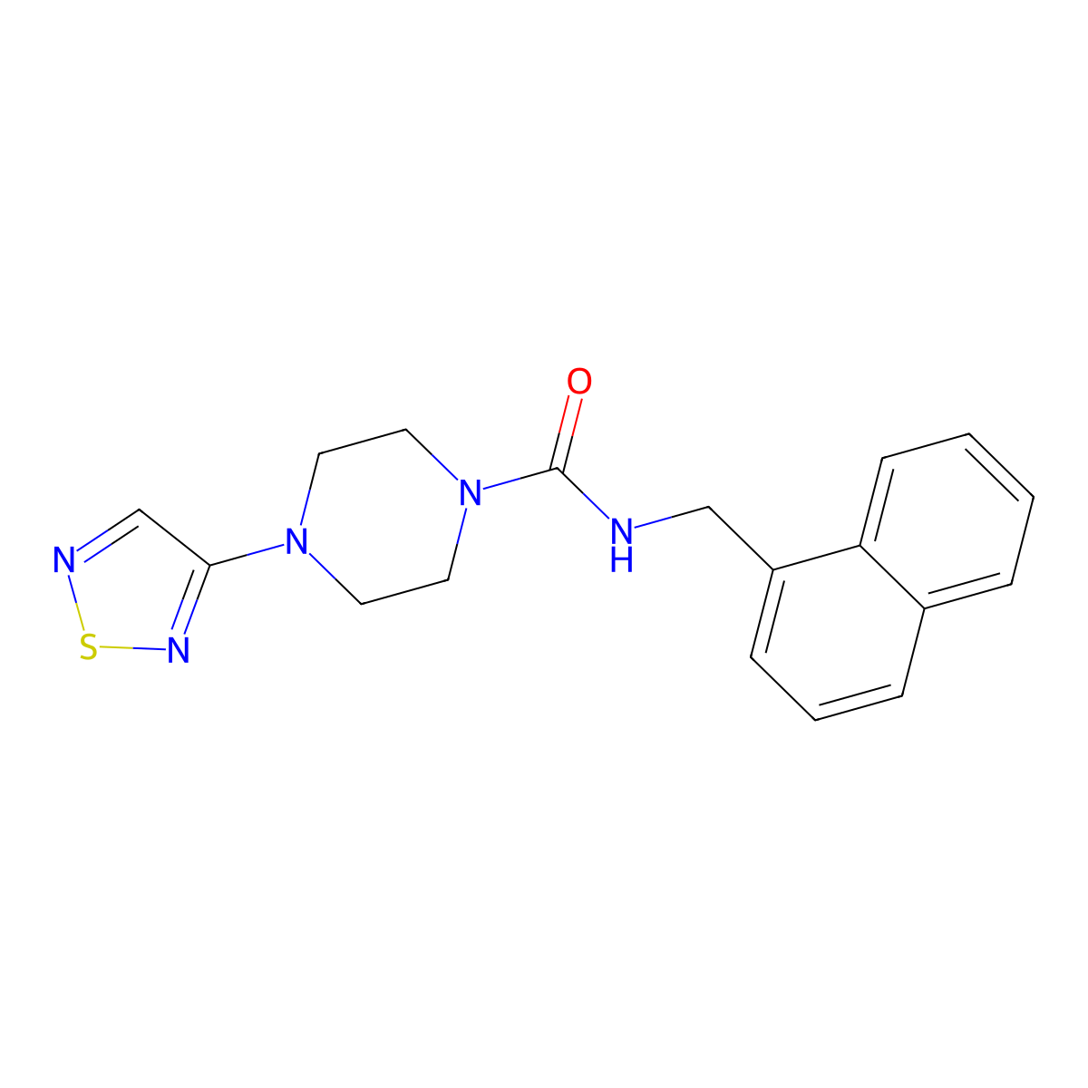 N-[(naphthalen-1-yl)methyl]-4-(1,2,5-thiadiazol-3-yl)piperazine-1-carboxamide molecular structure, CAS 2548982-09-6