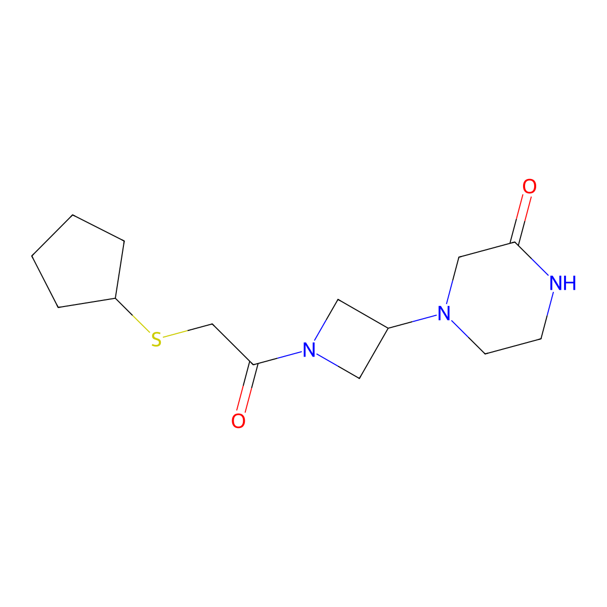 4-{1-[2-(Cyclopentylsulfanyl)acetyl]azetidin-3-yl}piperazin-2-one molecular structure, CAS 2548982-10-9