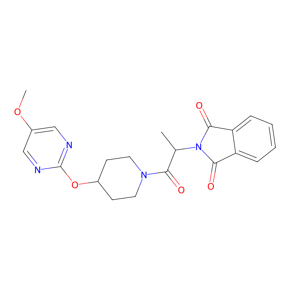 2-(1-{4-[(5-methoxypyrimidin-2-yl)oxy]piperidin-1-yl}-1-oxopropan-2-yl)-2,3-dihydro-1H-isoindole-1,3-dione molecular structure, CAS 2548982-14-3