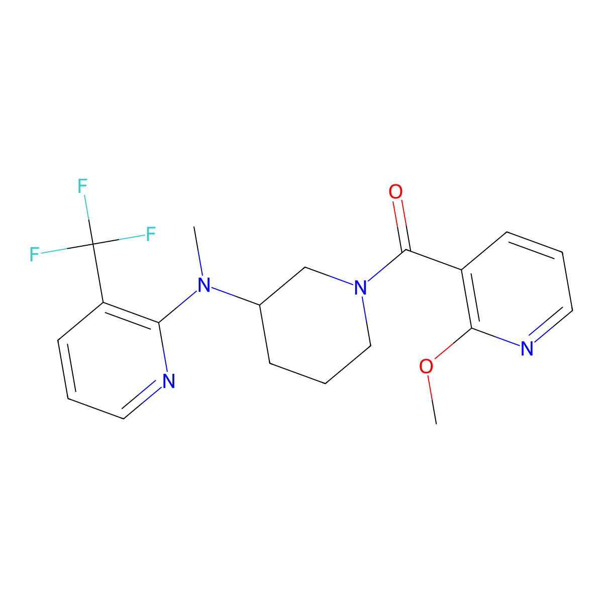 N-[1-(2-methoxypyridine-3-carbonyl)piperidin-3-yl]-N-methyl-3-(trifluoromethyl)pyridin-2-amine molecular structure, CAS 2548982-15-4