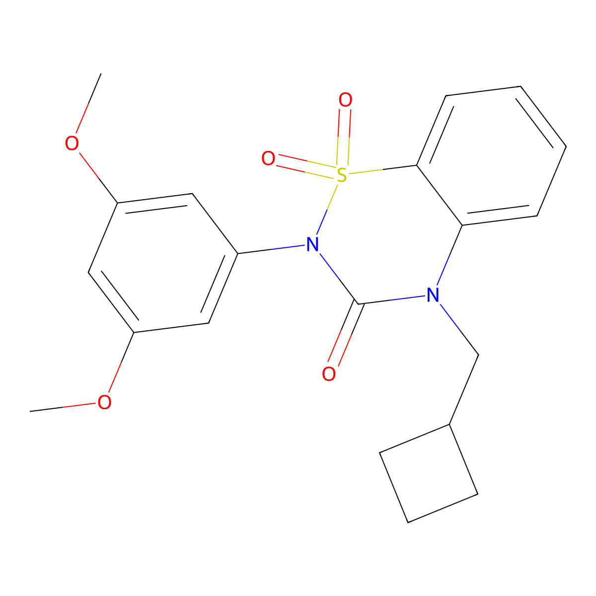 4-(Cyclobutylmethyl)-2-(3,5-dimethoxyphenyl)-1,1-dioxo-1lambda6,2,4-benzothiadiazin-3-one molecular structure, CAS 2548982-20-1