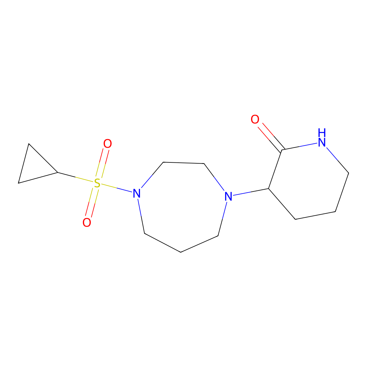 3-[4-(Cyclopropanesulfonyl)-1,4-diazepan-1-yl]piperidin-2-one molecular structure, CAS 2548982-21-2
