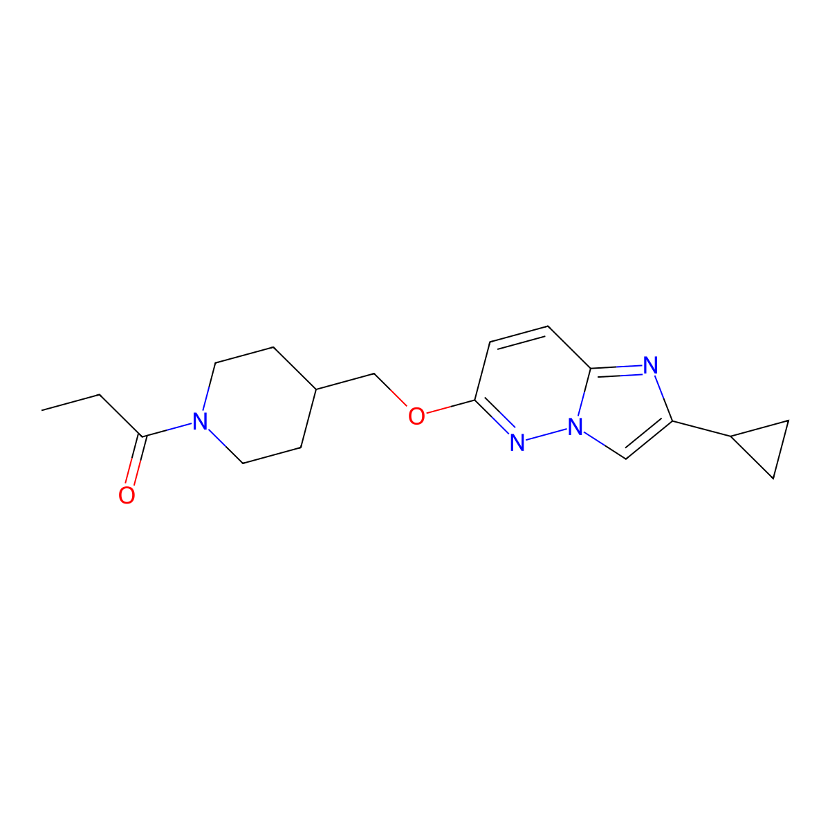 1-{4-[({2-Cyclopropylimidazo[1,2-b]pyridazin-6-yl}oxy)methyl]piperidin-1-yl}propan-1-one molecular structure, CAS 2548982-22-3