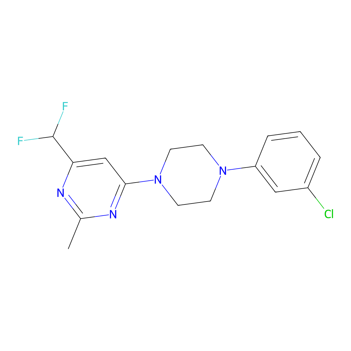 4-[4-(3-Chlorophenyl)piperazin-1-yl]-6-(difluoromethyl)-2-methylpyrimidine molecular structure, CAS 2548982-24-5