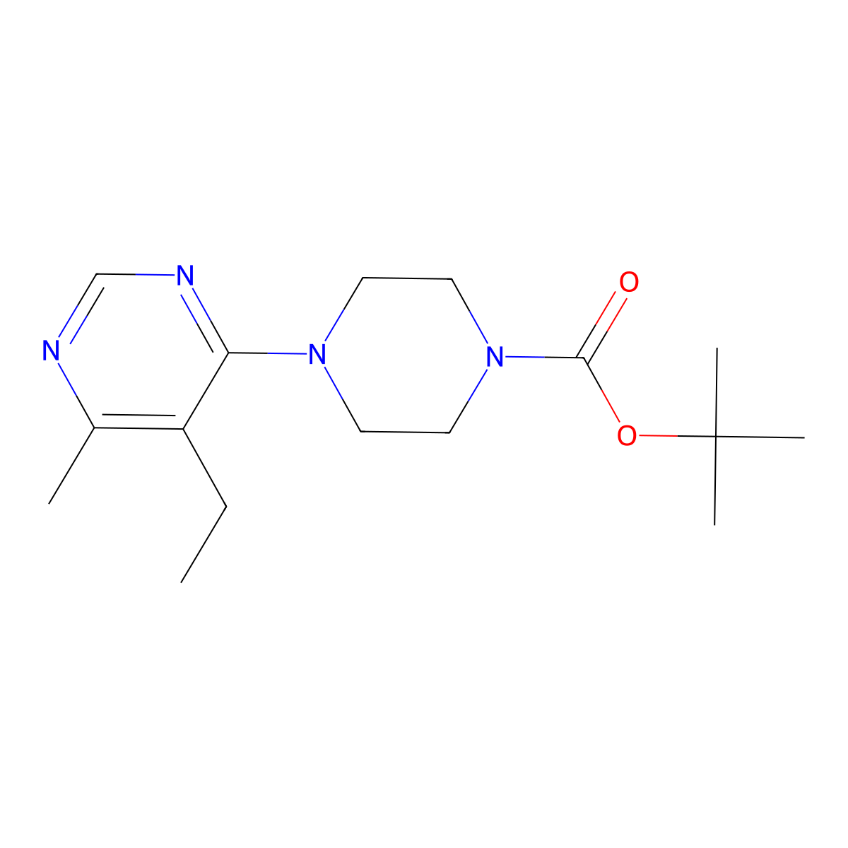 Tert-butyl 4-(5-ethyl-6-methylpyrimidin-4-yl)piperazine-1-carboxylate molecular structure, CAS 2548982-29-0