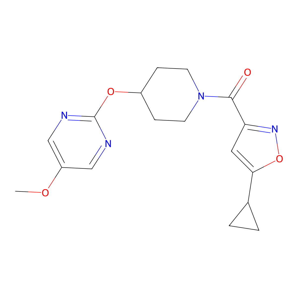 2-{[1-(5-Cyclopropyl-1,2-oxazole-3-carbonyl)piperidin-4-yl]oxy}-5-methoxypyrimidine molecular structure, CAS 2548982-39-2