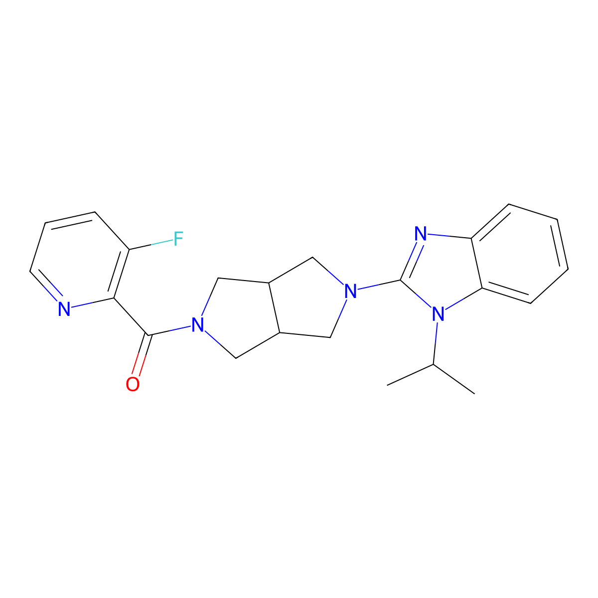 2-[5-(3-fluoropyridine-2-carbonyl)-octahydropyrrolo[3,4-c]pyrrol-2-yl]-1-(propan-2-yl)-1H-1,3-benzodiazole molecular structure, CAS 2548982-44-9