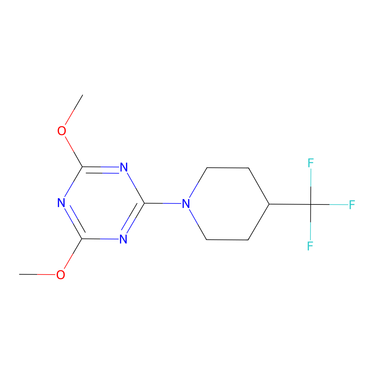 2,4-Dimethoxy-6-[4-(trifluoromethyl)piperidin-1-yl]-1,3,5-triazine molecular structure, CAS 2548982-47-2