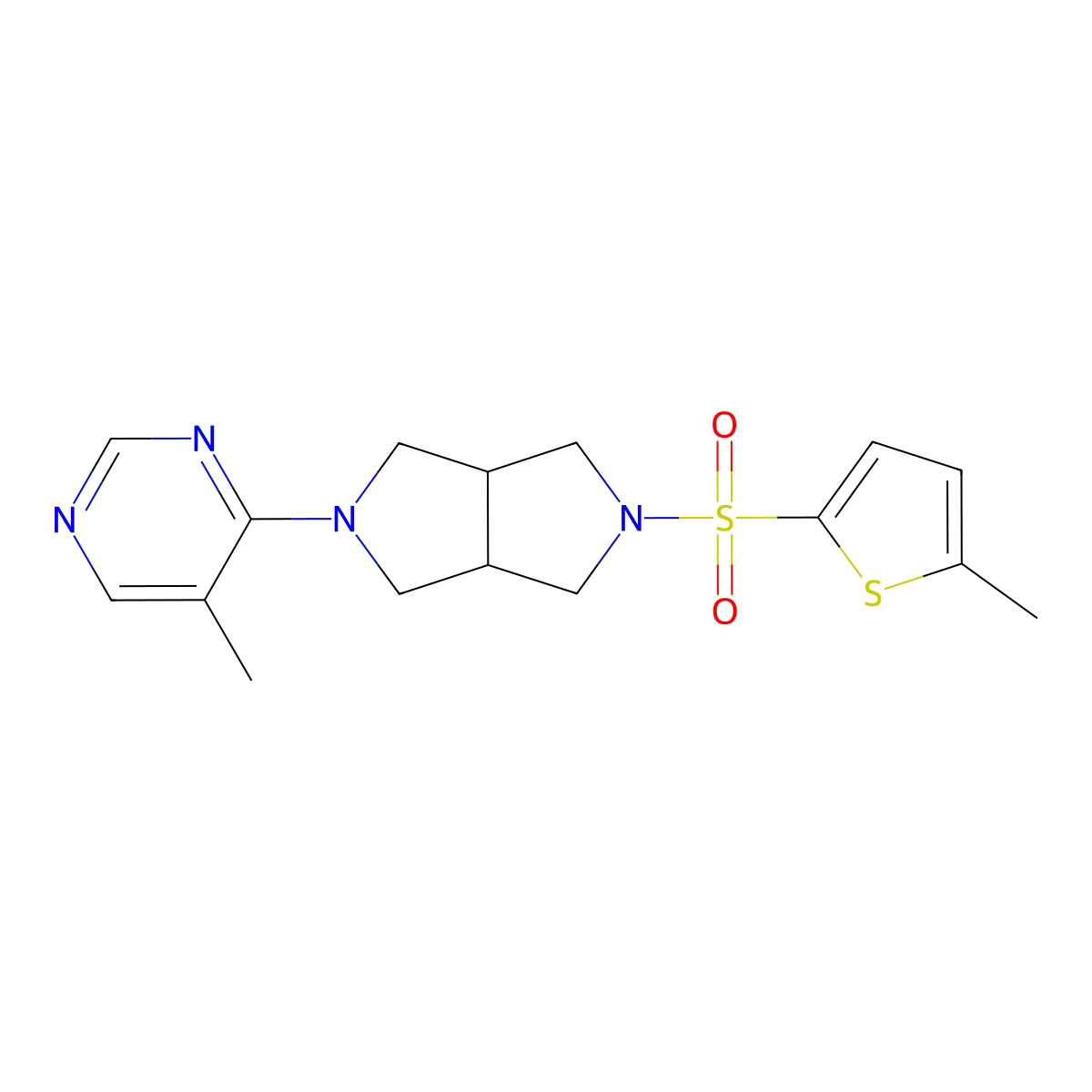 5-Methyl-4-{5-[(5-methylthiophen-2-yl)sulfonyl]-octahydropyrrolo[3,4-c]pyrrol-2-yl}pyrimidine molecular structure, CAS 2548982-48-3
