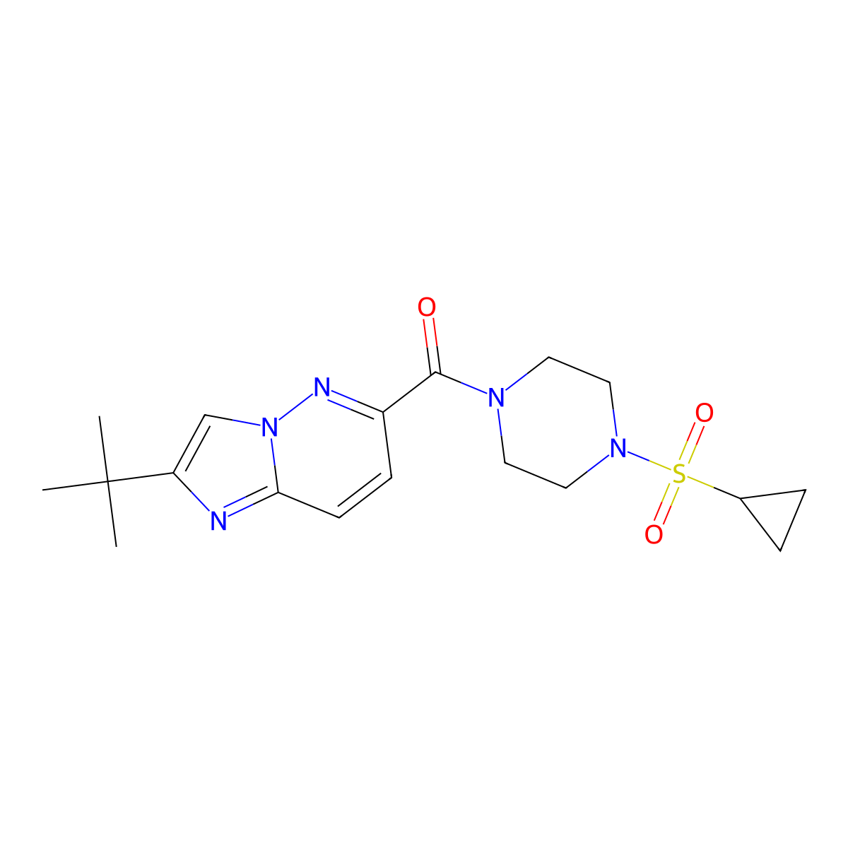 1-{2-Tert-butylimidazo[1,2-b]pyridazine-6-carbonyl}-4-(cyclopropanesulfonyl)piperazine molecular structure, CAS 2548982-50-7