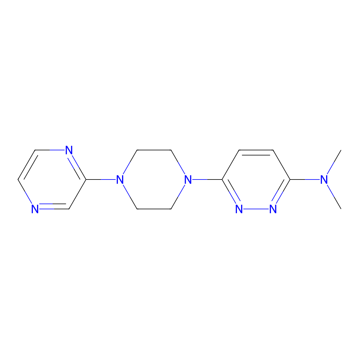 N,N-dimethyl-6-[4-(pyrazin-2-yl)piperazin-1-yl]pyridazin-3-amine molecular structure, CAS 2548982-53-0