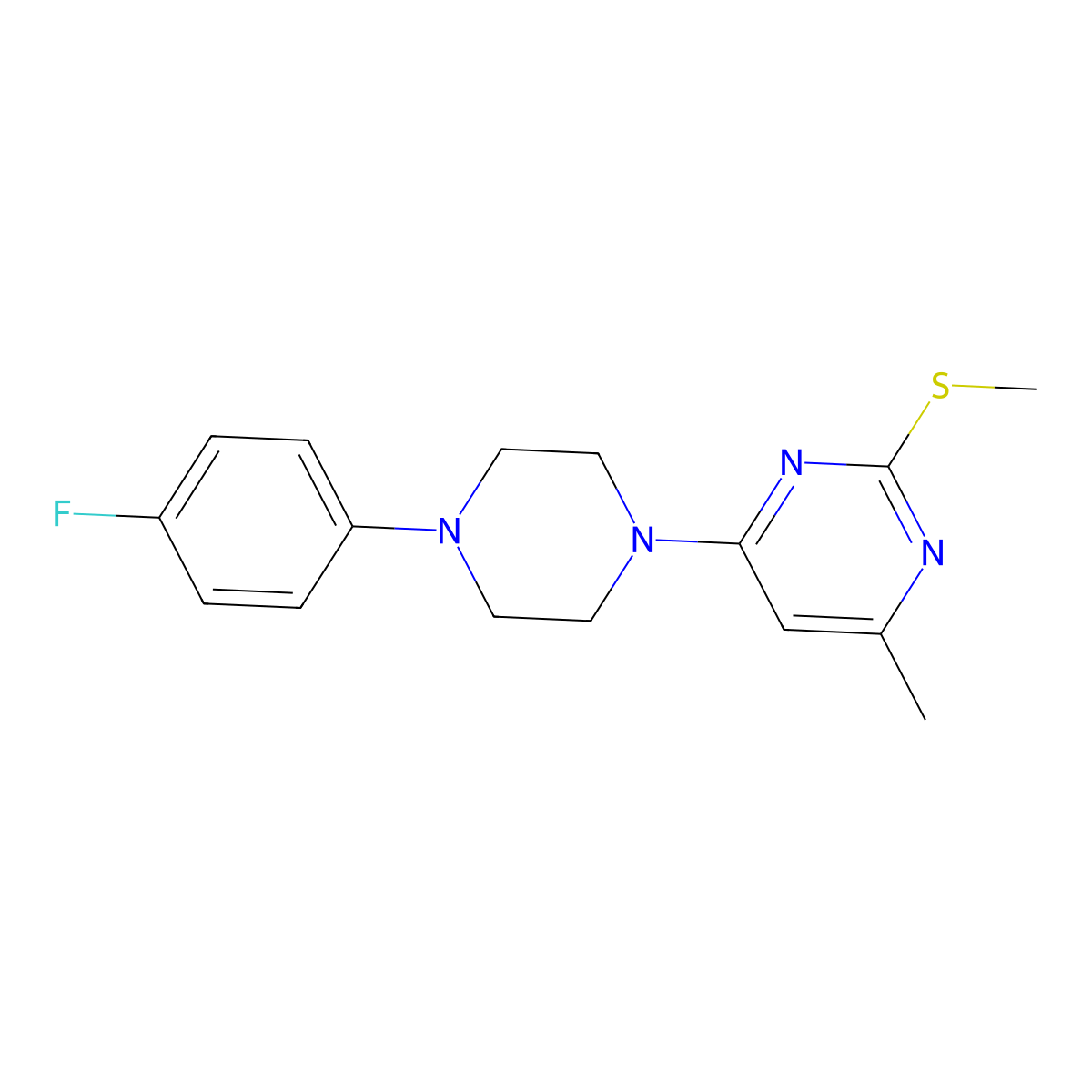 4-[4-(4-Fluorophenyl)piperazin-1-yl]-6-methyl-2-(methylsulfanyl)pyrimidine molecular structure, CAS 2548982-55-2