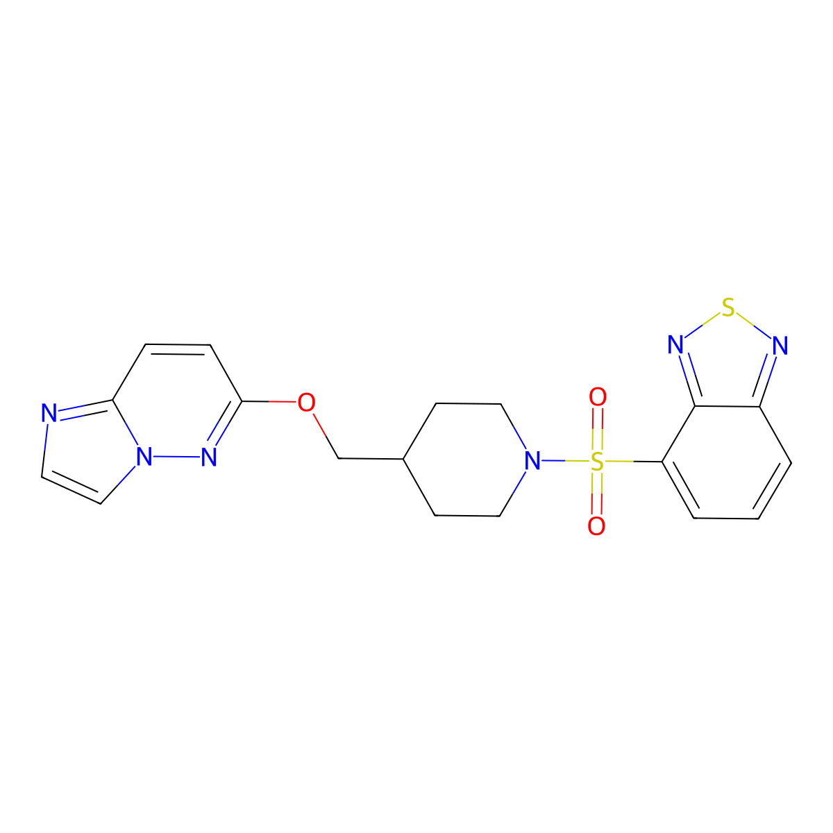4-{[4-({Imidazo[1,2-b]pyridazin-6-yloxy}methyl)piperidin-1-yl]sulfonyl}-2,1,3-benzothiadiazole molecular structure, CAS 2548982-61-0