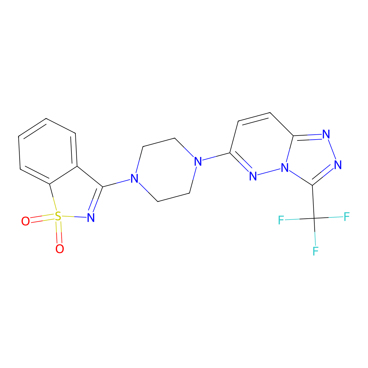 3-{4-[3-(Trifluoromethyl)-[1,2,4]triazolo[4,3-b]pyridazin-6-yl]piperazin-1-yl}-1lambda6,2-benzothiazole-1,1-dione molecular structure, CAS 2548982-62-1