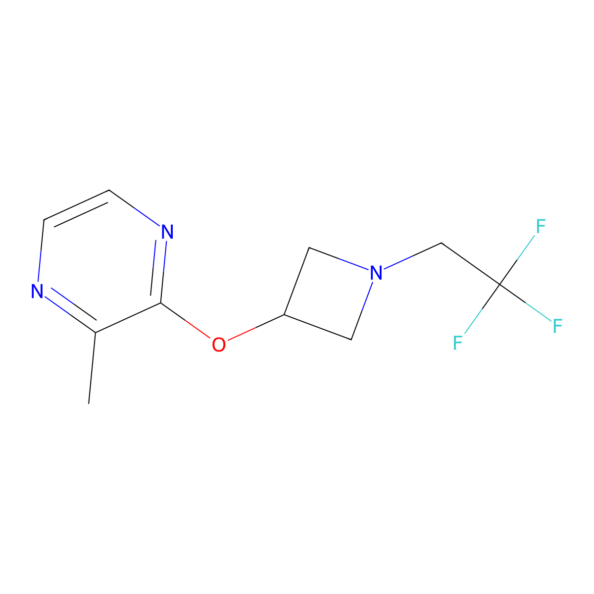 2-Methyl-3-{[1-(2,2,2-trifluoroethyl)azetidin-3-yl]oxy}pyrazine molecular structure, CAS 2548982-63-2