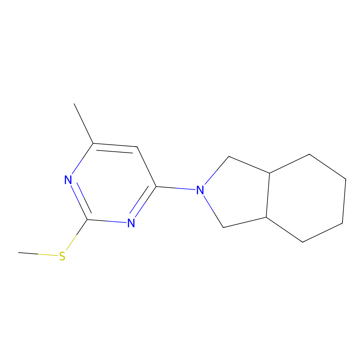 2-[6-methyl-2-(methylsulfanyl)pyrimidin-4-yl]-octahydro-1H-isoindole molecular structure, CAS 2548982-64-3