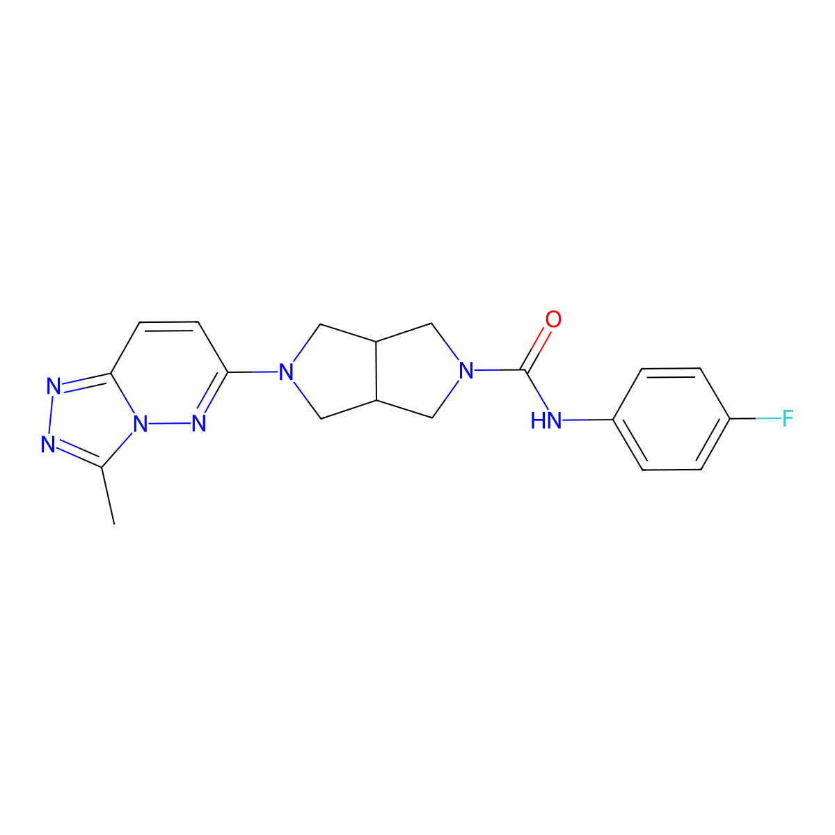 N-(4-fluorophenyl)-5-{3-methyl-[1,2,4]triazolo[4,3-b]pyridazin-6-yl}-octahydropyrrolo[3,4-c]pyrrole-2-carboxamide molecular structure, CAS 2548982-65-4