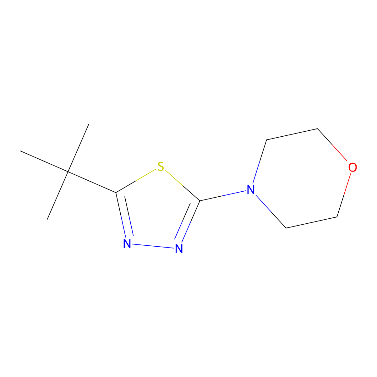 4-(5-Tert-butyl-1,3,4-thiadiazol-2-yl)morpholine molecular structure, CAS 2548982-68-7