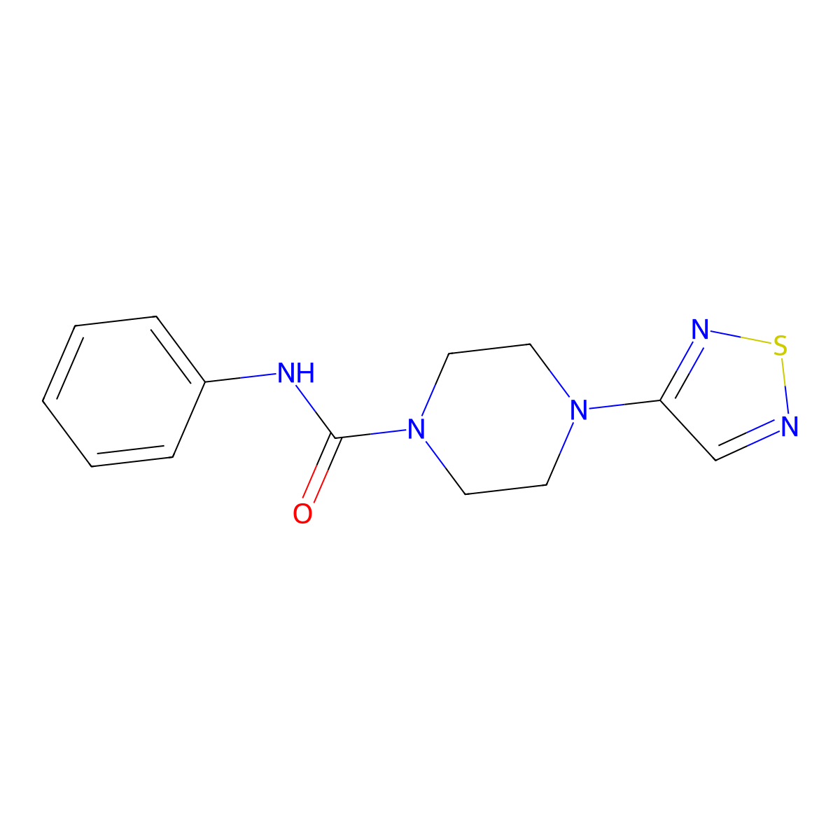 N-phenyl-4-(1,2,5-thiadiazol-3-yl)piperazine-1-carboxamide molecular structure, CAS 2548982-71-2
