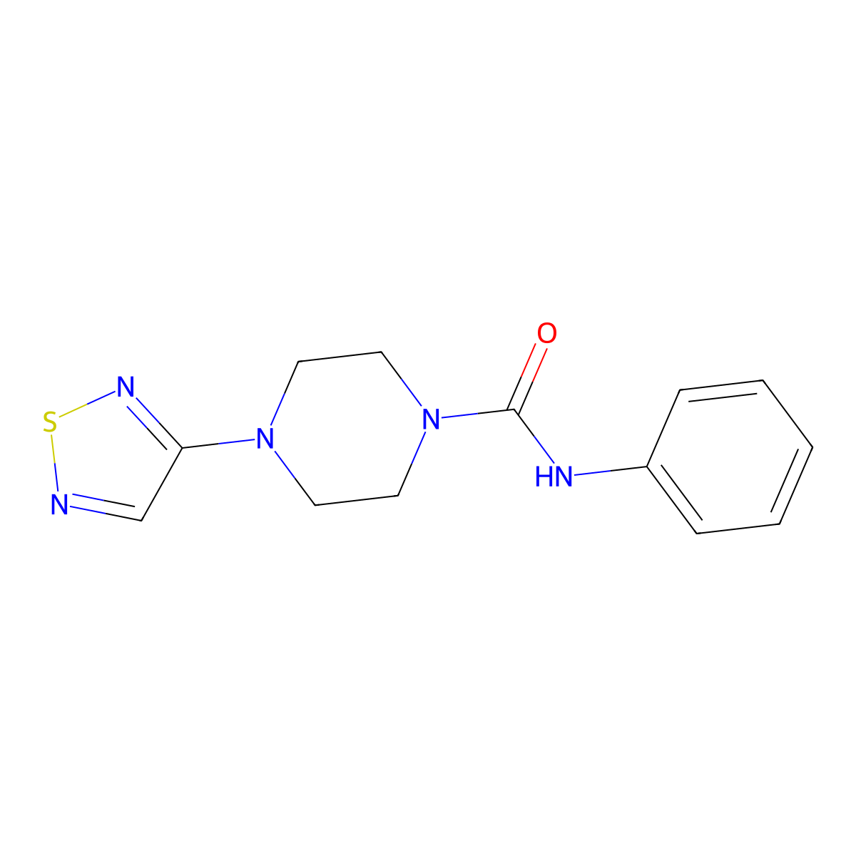 N-phenyl-4-(1,2,5-thiadiazol-3-yl)piperazine-1-carboxamide molecular structure, CAS 2548982-71-2